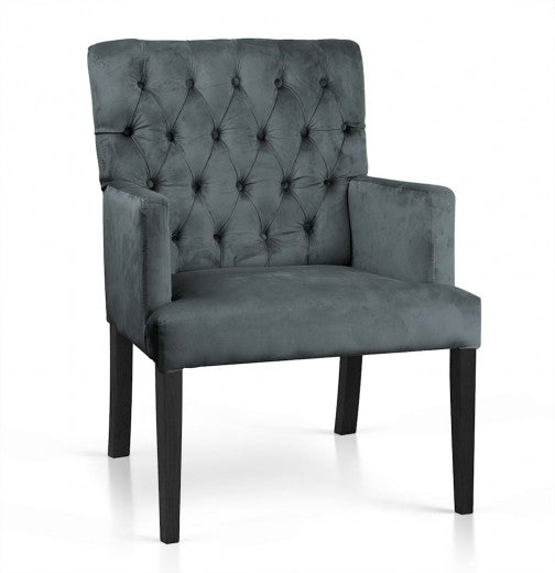 Fauteuil fixe tapissé de tissu, avec pieds en bois Zara Gris / Noir, l60xA66xH85 cm