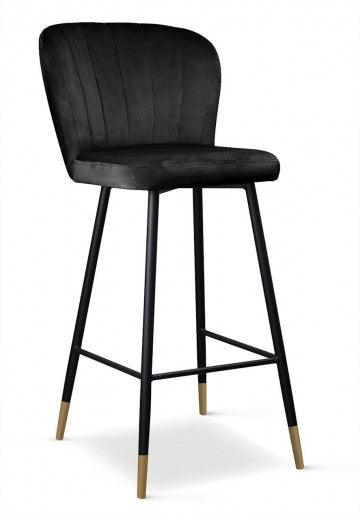 Tabouret de bar rembourré en tissu, avec pieds en métal Shelly Noir / Or, l50xA53xH106 cm