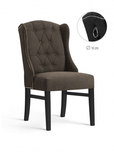 Chaise rembourrée en tissu, avec pieds en bois Royal Brun / Noir, l55xA74xH105 cm