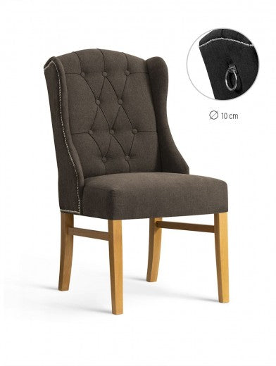 Chaise rembourrée en tissu, avec pieds en bois Royal Brun / Oak, l55xA74xH105 cm