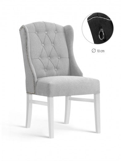 Chaise rembourrée en tissu avec pieds en bois Royal Light Gris / Blanc, l55xA74xH105 cm