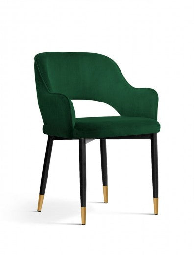 Chaise rembourrée avec tissu et pieds en métal Mercy Velvet Vert / Noir / Or, l53xA60xH79 cm