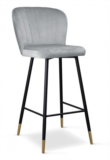 Tabouret de bar rembourré en tissu, avec pieds en métal Shelly d'argent / Noir / Doré, l50xA53xH106 cm