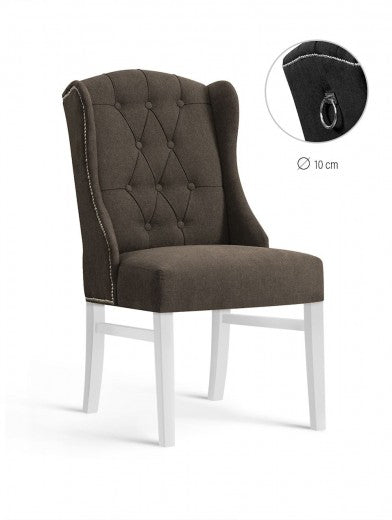Chaise rembourrée en tissu, avec pieds en bois Royal Brun / Blanc, l55xA74xH105 cm