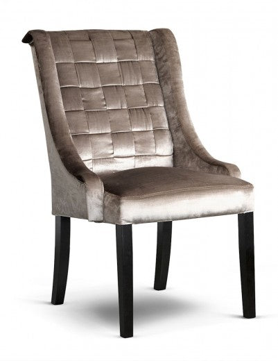 Chaise rembourrée en tissu avec pieds en bois Prince Glamour Velvet Argent / Noir, l55xA70xH105 cm