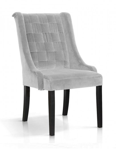 Chaise rembourrée en tissu, avec pieds en bois Prince Velvet Argent / Noir, l55xA70xH105 cm