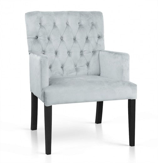 Fauteuil fixe tapissé de tissu, avec pieds en bois Zara Argent / Noir, l60xA66xH85 cm