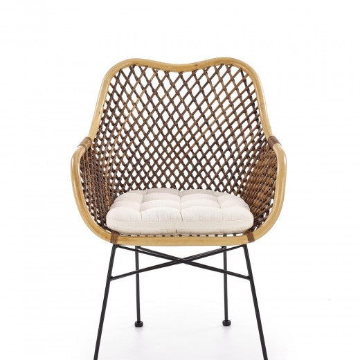 Chaise en rotin pieds métal K336 Naturel, l64xA64xH89 cm
