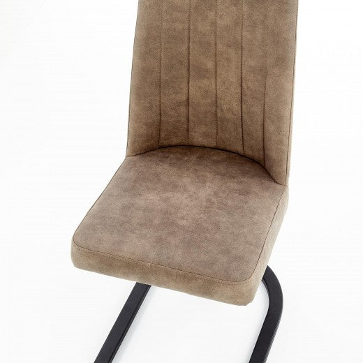 Chaise rembourrée en cuir écologique, avec pieds en métal K338 Marron, l46xA61xH98 cm