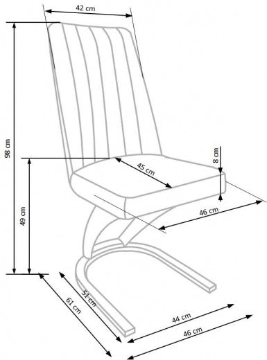 Chaise rembourrée en cuir écologique, avec pieds en métal K338 Marron, l46xA61xH98 cm