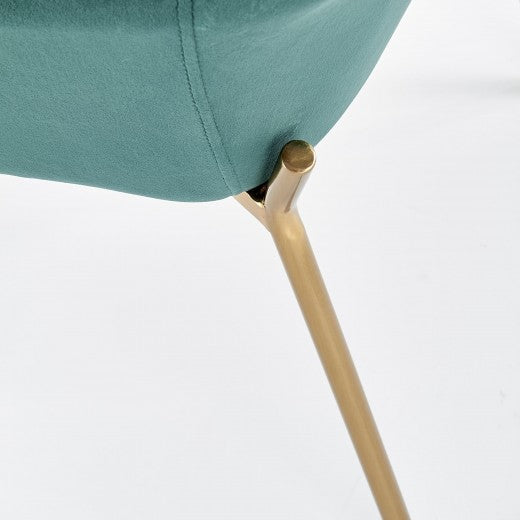 Chaise rembourrée en tissu, avec pieds en métal K306 Velours Vert foncé / Or, l58xA57xH80 cm