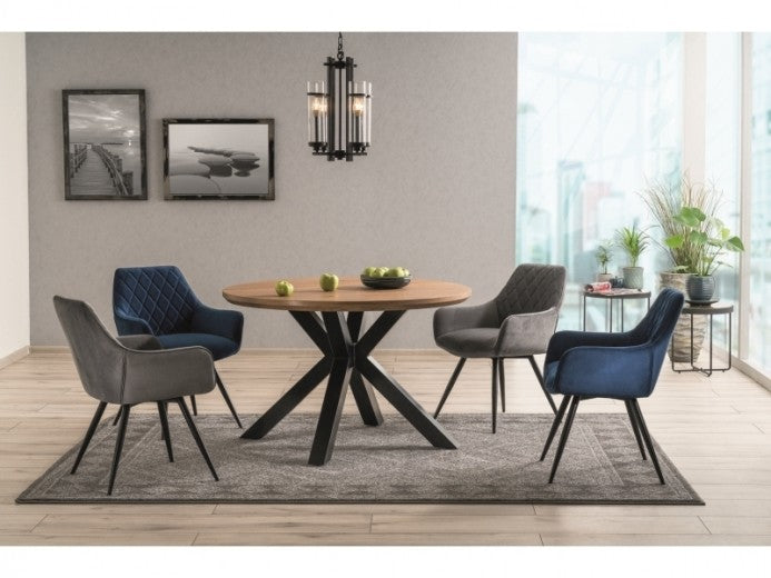 Chaise rembourrée en tissu, avec pieds en métal Linea Velvet, Gris / Noir, l59xA59xH82 cm