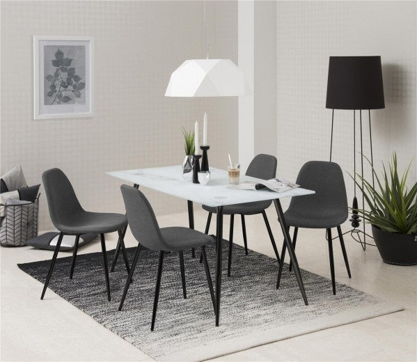 Chaise rembourrée avec tissu et pieds en métal Wilma Gris Foncé / Noir, l44,5xA56xH84 cm