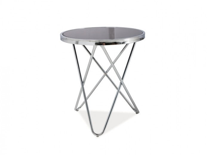 Table basse en verre et métal Fabia C Noir / Chrome, Ø45xH50 cm