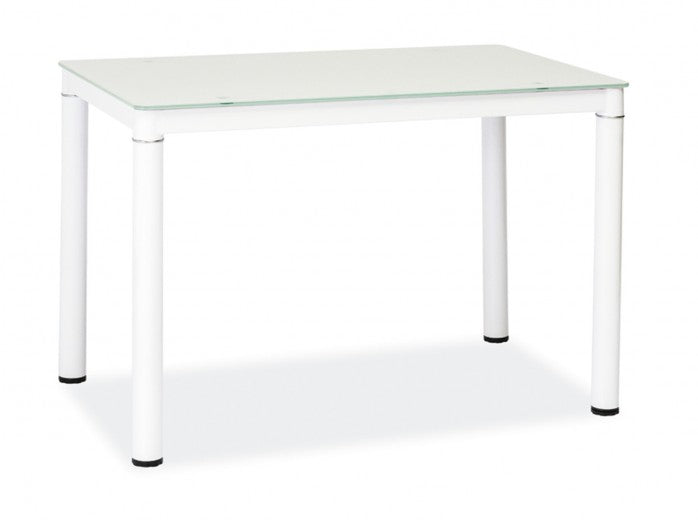 Table verre et métal Galant Blanc, L100xl60xH75 cm