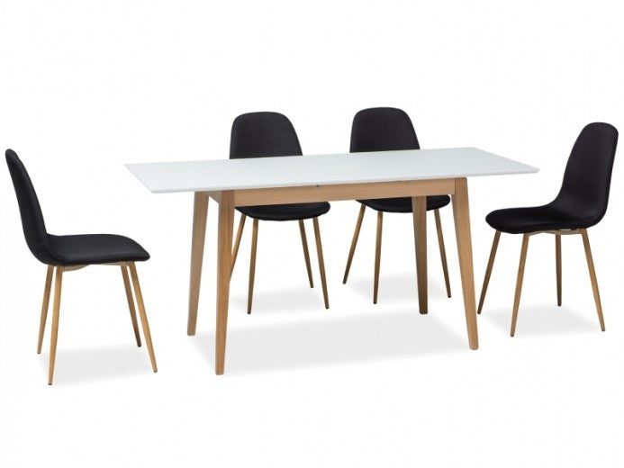 Chaise rembourrée en tissu, avec pieds en métal Fox Noir / Chêne, l43xA51xH89 cm