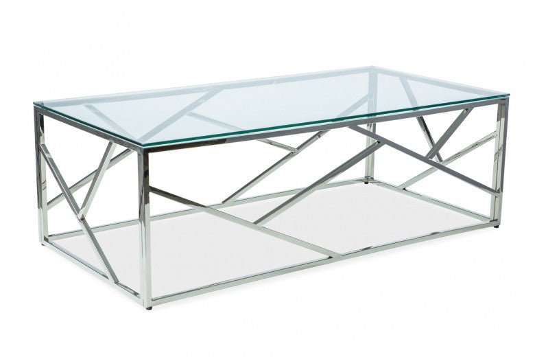Escada A Table basse en verre chromé, L120xl60xh40 cm
