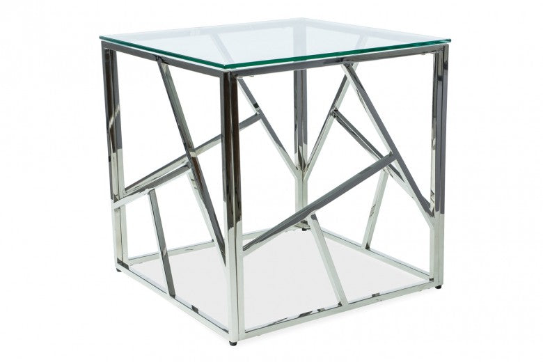 Table basse en verre Escada B, Chrome, L55xl55xh55 cm