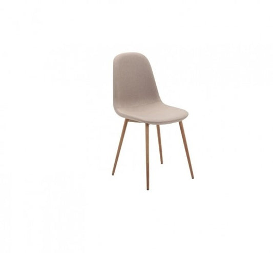 Chaise rembourrée en tissu, avec pieds métal Fox Beige / Chêne, l44xA39xH86 cm