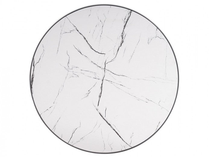 Table basse, en MDF, placage et métal Dolores C Blanc / Gris, Ø50xH55 cm