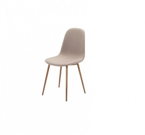 Chaise rembourrée en tissu, avec pieds métal Fox Beige / Chêne, l44xA39xH86 cm
