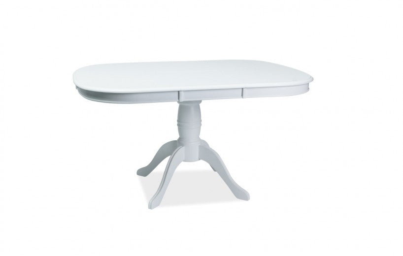Table extensible en MDF et bois Florencja Blanc, L106-141xl106xH75 cm