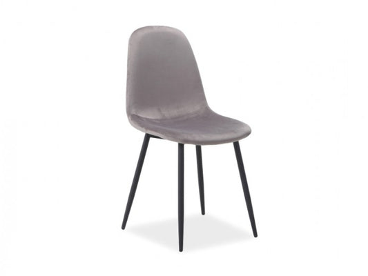 Chaise rembourrée en tissu avec pieds en métal Fox Velours Gris / Noir, l43xA51xH89 cm
