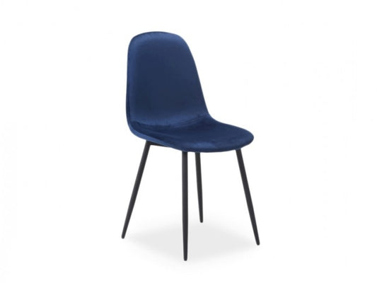 Chaise rembourrée en tissu avec pieds en métal Fox Velvet Navy / Noir, l43xA51xH89 cm