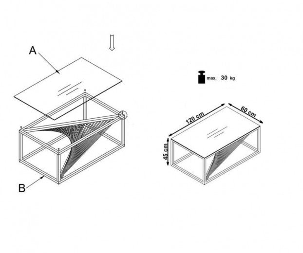 Table basse en verre et métal Flame A Transparent / Chrome, L120xl60xH45 cm