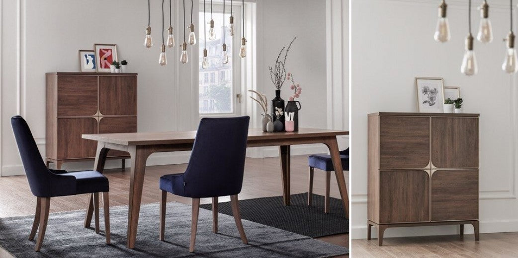 Chaise rembourrée avec tissu et pieds en Doré Velvet Navy, l49xA63xH92 cm