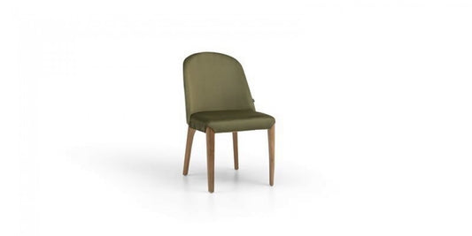 Chaise rembourrée avec tissu et pieds en bois Noble Velvet Vert / Walnut, l48xA51xH82 cm
