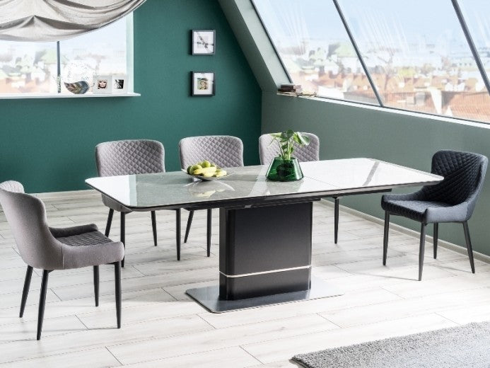 Chaise rembourrée avec tissu et pieds en métal Colin B Gris / Noir, l51xA45xH84 cm