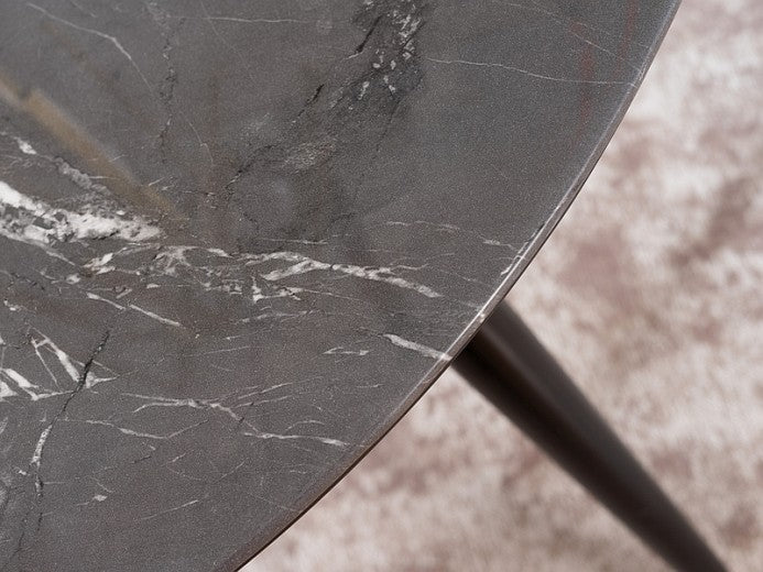 Table en MDF, verre et métal, Cyril II Noir/Or, Ø100xH76 cm