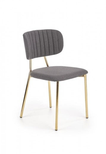 Chaise rembourrée avec tissu et pieds en métal K362 Gris / Or, l49xA51xH81 cm