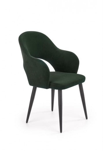Chaise rembourrée avec tissu et pieds en métal K364 Vert foncé / Noir, l55xA55xH88 cm