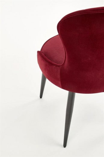 Chaise rembourrée avec tissu et pieds en métal K366 Bordeaux / Noir, l52xA58xH92 cm