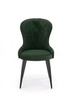 Chaise rembourrée avec tissu et pieds en métal Velours K366 Vert foncé / Noir, l52xA58xH92 cm