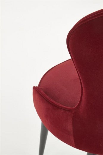 Chaise rembourrée avec tissu et pieds en métal K366 Bordeaux / Noir, l52xA58xH92 cm