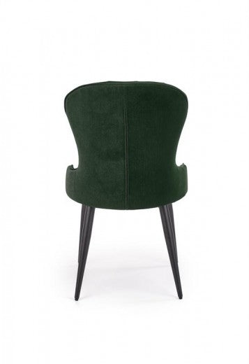 Chaise rembourrée avec tissu et pieds en métal Velours K366 Vert foncé / Noir, l52xA58xH92 cm