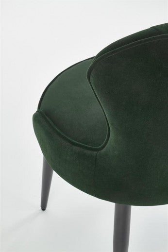 Chaise rembourrée avec tissu et pieds en métal Velours K366 Vert foncé / Noir, l52xA58xH92 cm