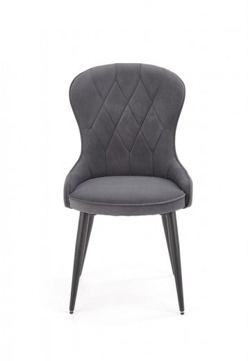 Chaise rembourrée avec tissu et pieds en métal K366 Gris / Noir, l52xA58xH92 cm