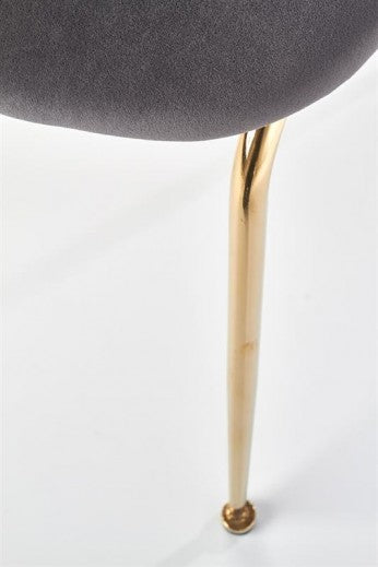 Chaise rembourrée avec tissu et pieds en métal K385 Velours Gris / Or, l54xA59xH88 cm