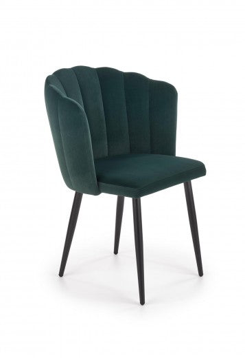 Chaise rembourrée avec tissu et pieds en métal K386 Vert foncé / Noir, l60xA58xH84 cm