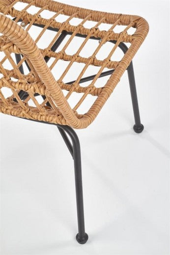 Chaise en rotin avec pieds en métal K401 Naturel, l47xA45xH85 cm