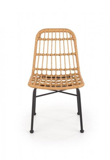 Chaise en rotin avec pieds en métal K401 Naturel, l47xA45xH85 cm