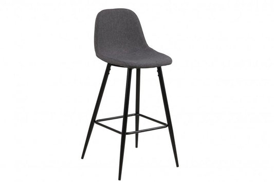 Chaise de bar rembourrée avec pieds en tissu et métal Wilma Gris / Noir, l46,6xA51xH101 cm