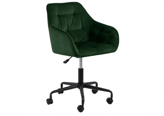 Chaise de bureau tapissée de tissu Brooke Velvet Vert, l59xA58,5xH88,5 cm