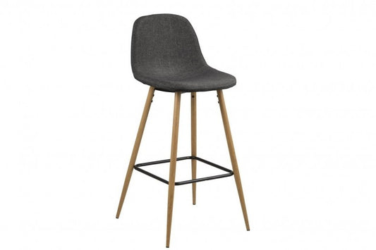 Tabouret de bar rembourré avec pieds en tissu et métal Wilma Gris / Chêne, l46,6xA51xH101 cm