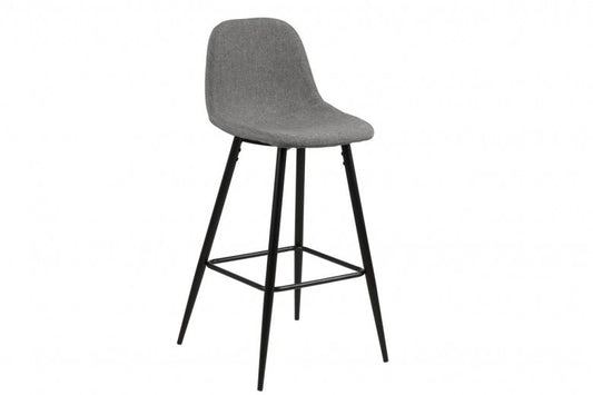 Tabouret de bar, recouvert de tissu, avec pieds en métal, Wilma Gris Clair / Noir, l46,6xH51xH101 cm