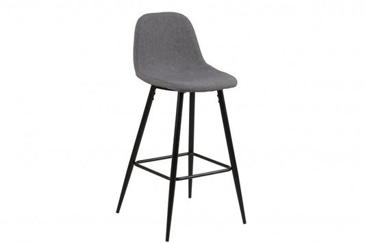 Chaise de bar rembourrée avec tissu et pieds en métal Wilma Gris Clair / Noir, l43,5xA48,5xH91 cm
